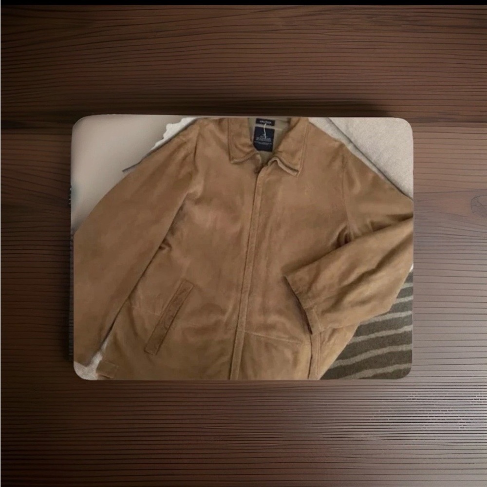 Nautica Camel Suede Bomber Jacket